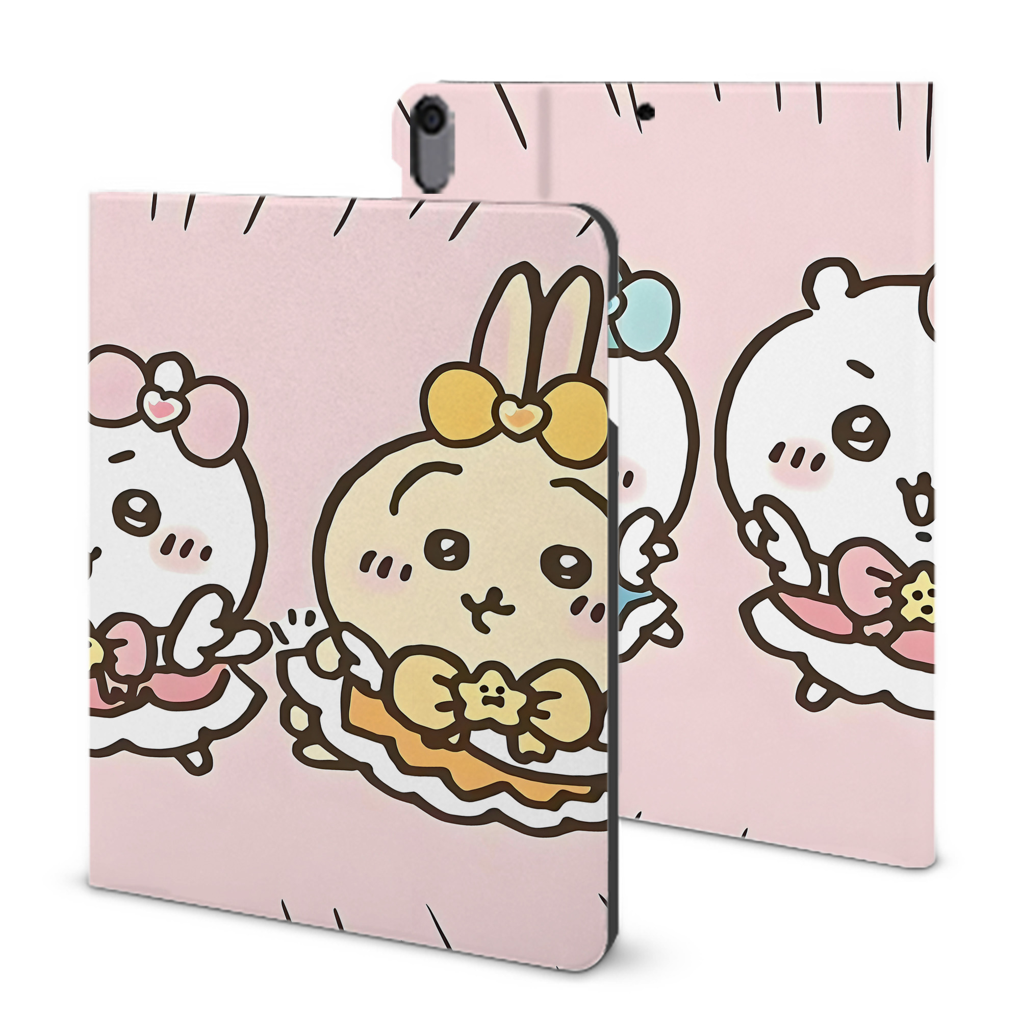 （画像用） ちいかわ Chii-kawa IPad ケース ブック型 PUレザー TPU 耐衝撃 軽量 薄型 ペン収納なし 全面保護 IPad 各モデル対応